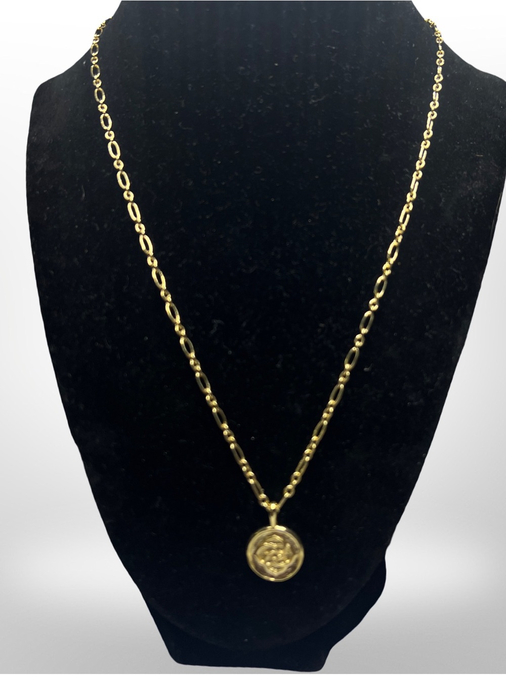 Kendra Scott Dira Coin Pendant Necklace  Gold Tone Signed 20”